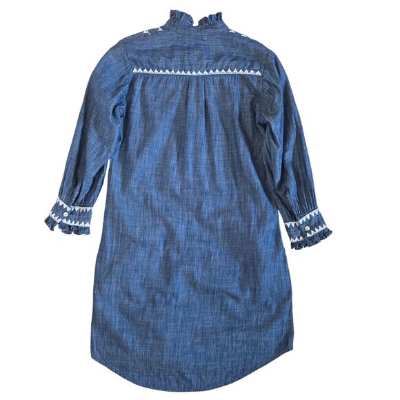 Banjanan Denim Chambray Tunic Mini Dress Size XS Long Sleeve Boho Cottage - Picture 4 of 9